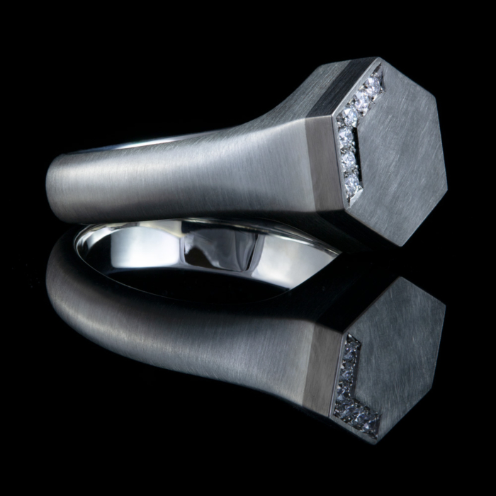 signet ring diamonds silver