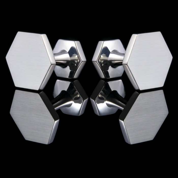 hexagon silver cufflinks